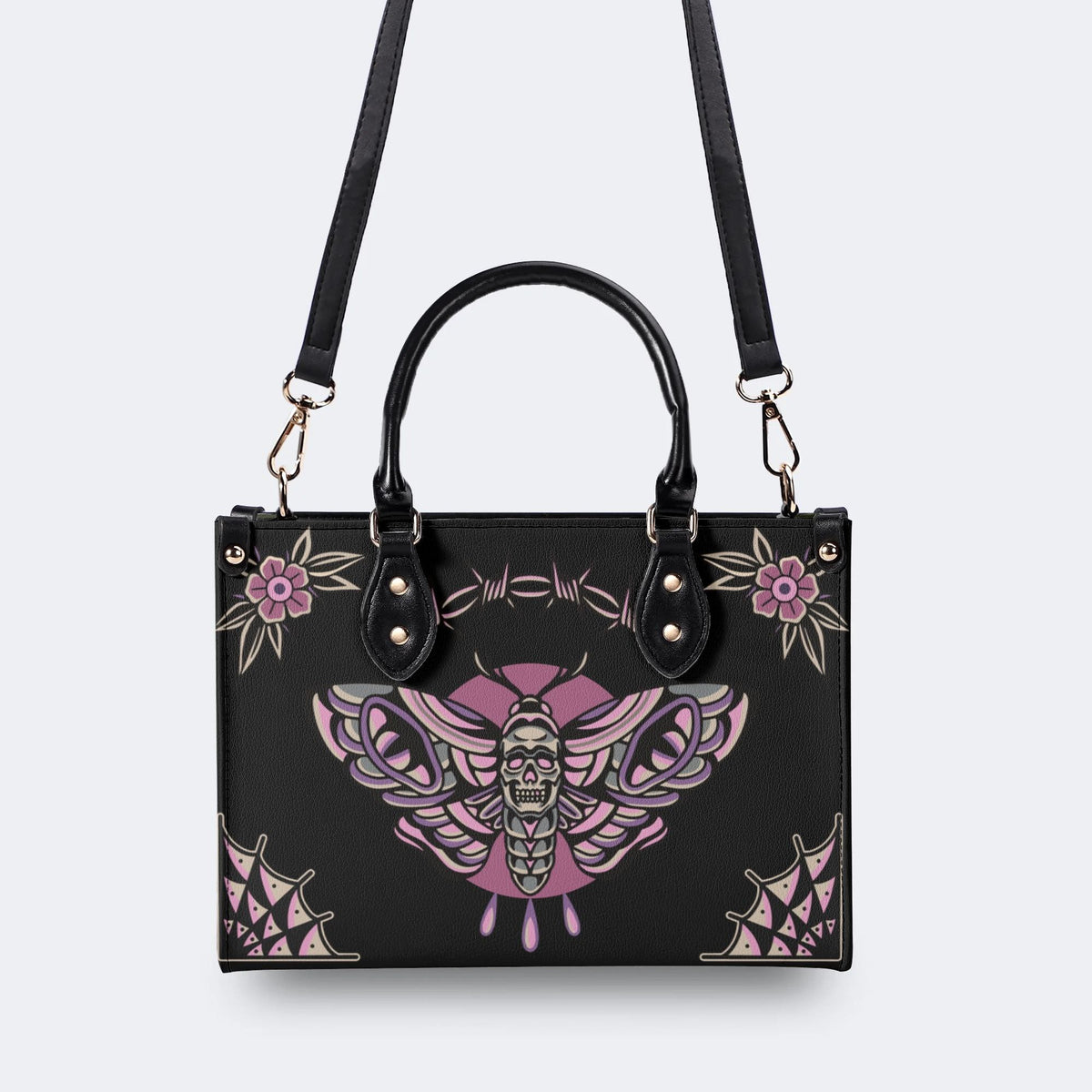 Classic Venom Moth Print - Leather Handbag