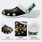 Horror Movie Vintage Graphic Print - Fur Lined Slippers/Sandals