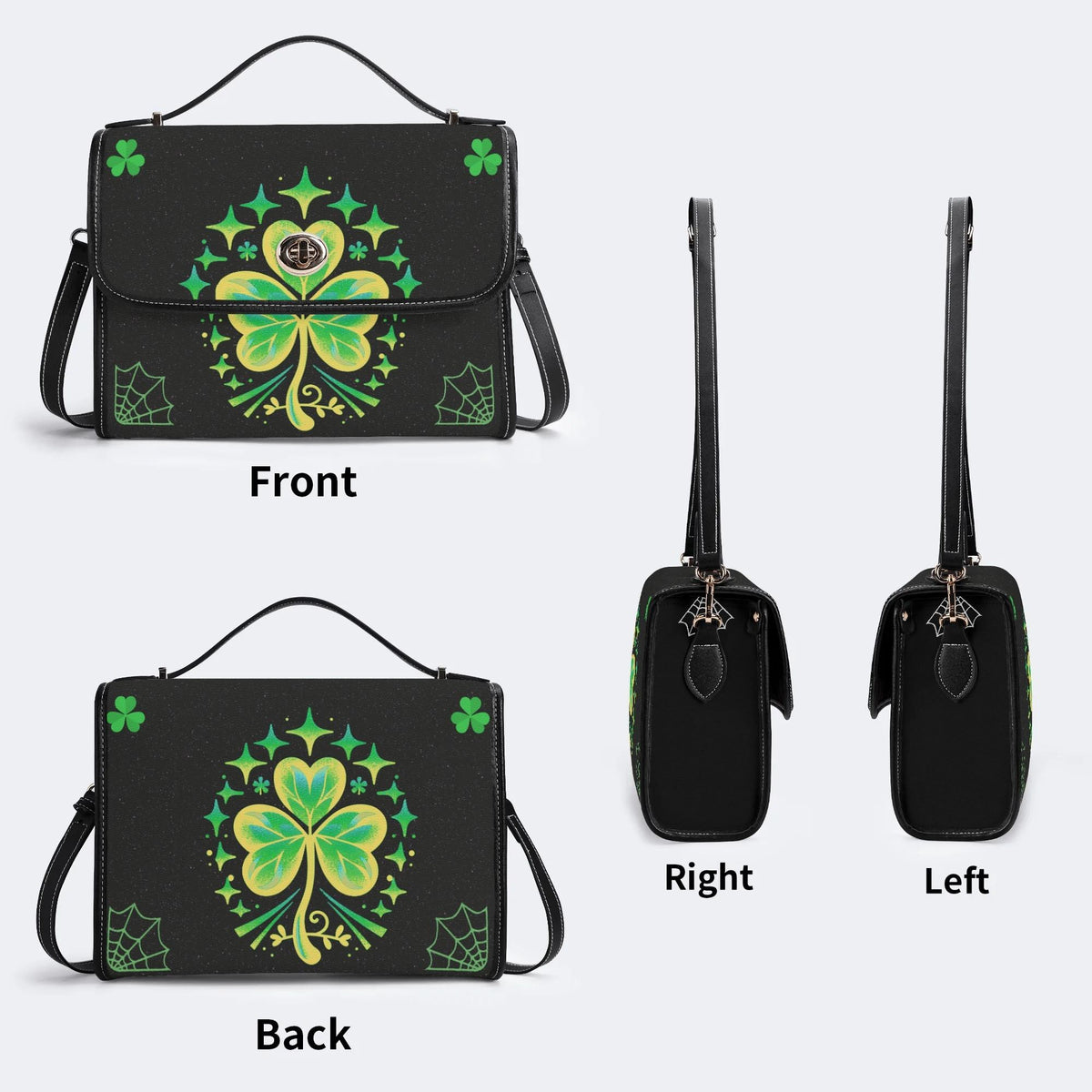 Shamrock Print - Leather Satchel Bag