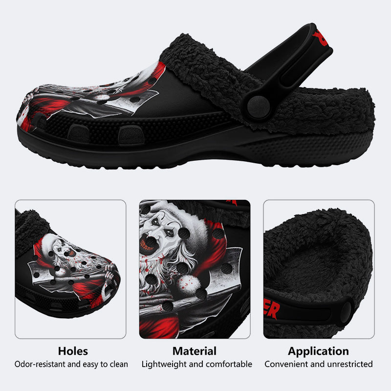 Unisex Horror Terrifier Print - Fur Lined Slippers/Sandals