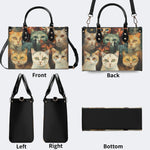 Artistic Cats Print - Leather Handbag
