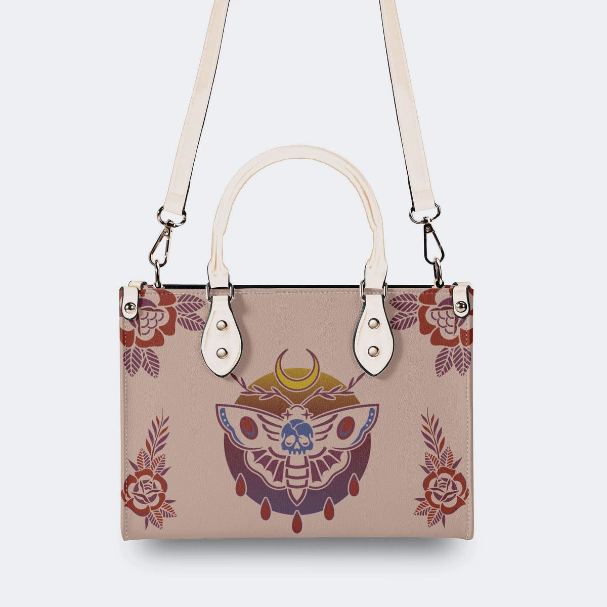 Death Moth Gradient Print - Leather Handbag