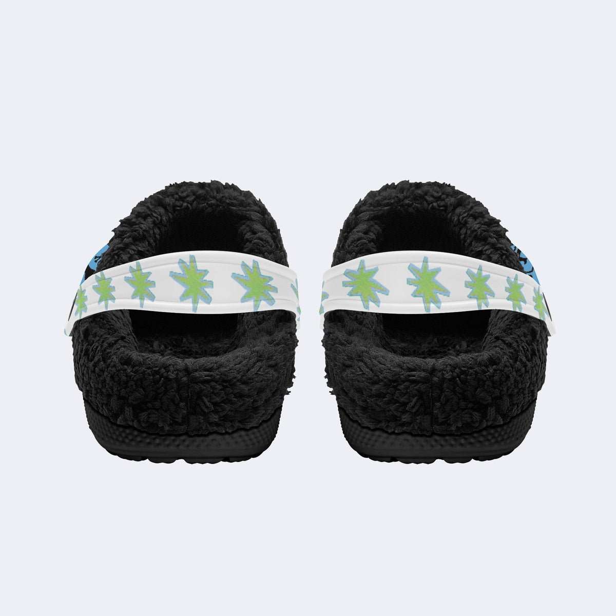 Funny Cat Round Print - Fur Lined Slippers
