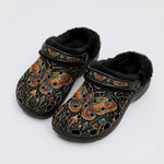 Psychedelic Mushroom Forest Moth Retro Print Fleece-Lined Clogs