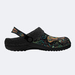 Psychedelic Mushroom Forest Moth Retro Print Fleece-Lined Clogs