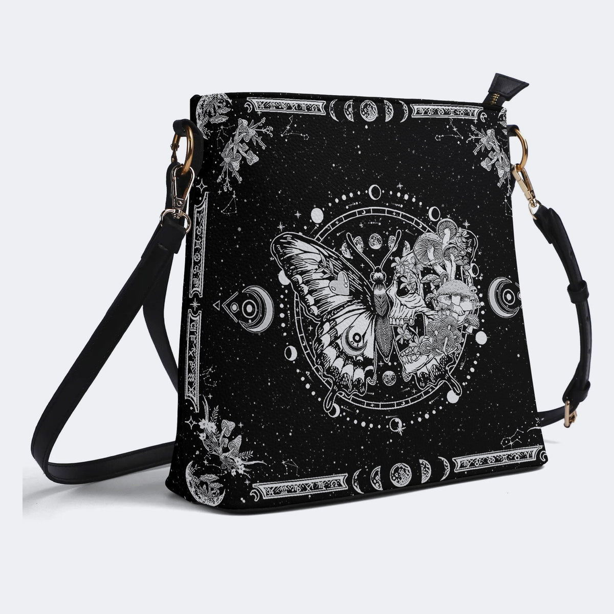 Tarot Skull Butterfly Print - Bucket Bag