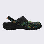 Forest Mystery Moth Print Fleece-Lined Clogs