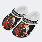 Horror Movie Vintage Graphic Print - Fur Lined Slippers