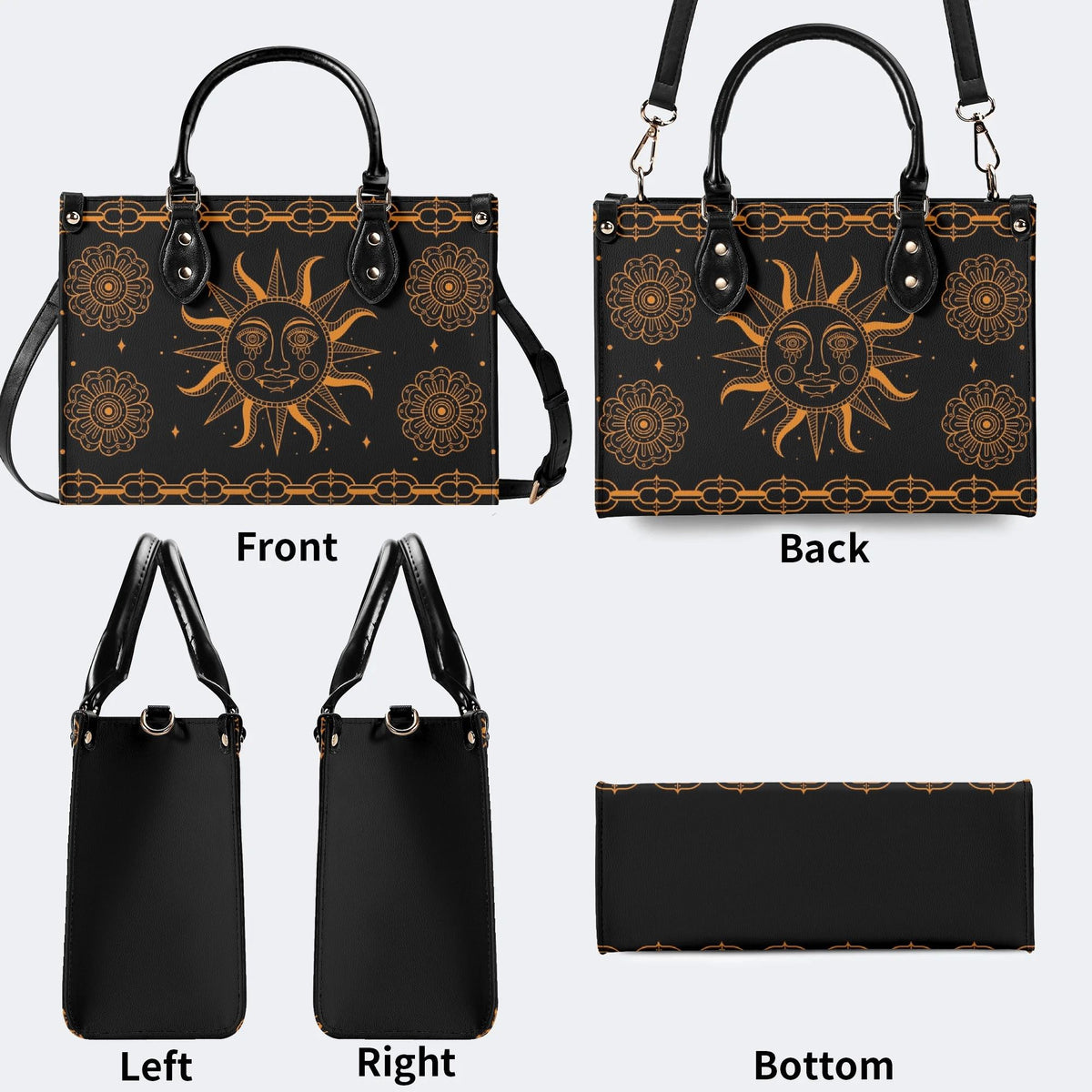 Retro Sun Print - Leather Handbag