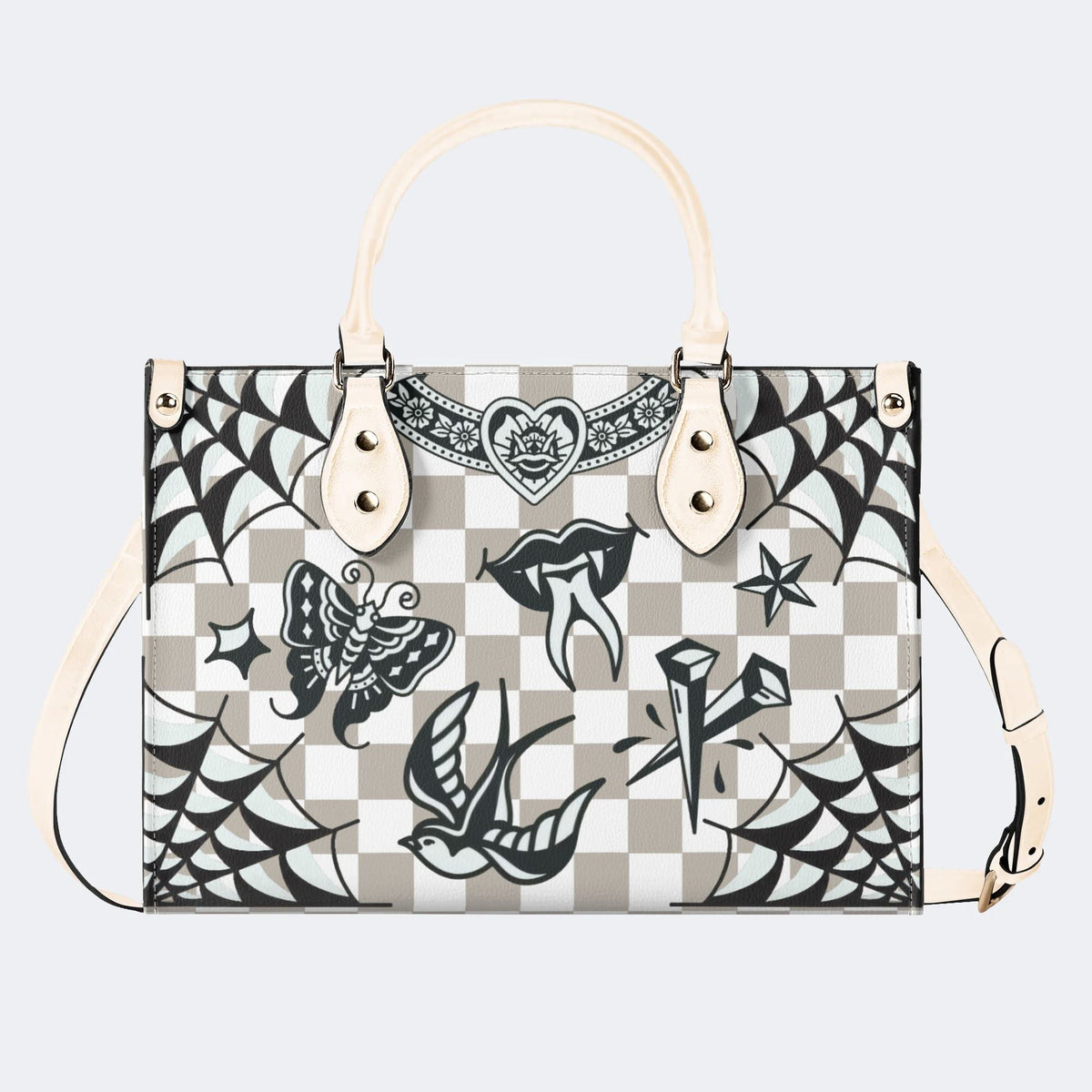 Gothic Tattoo Print - Leather Handbag