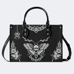 Death Moth Vintage Print - Leather Handbag