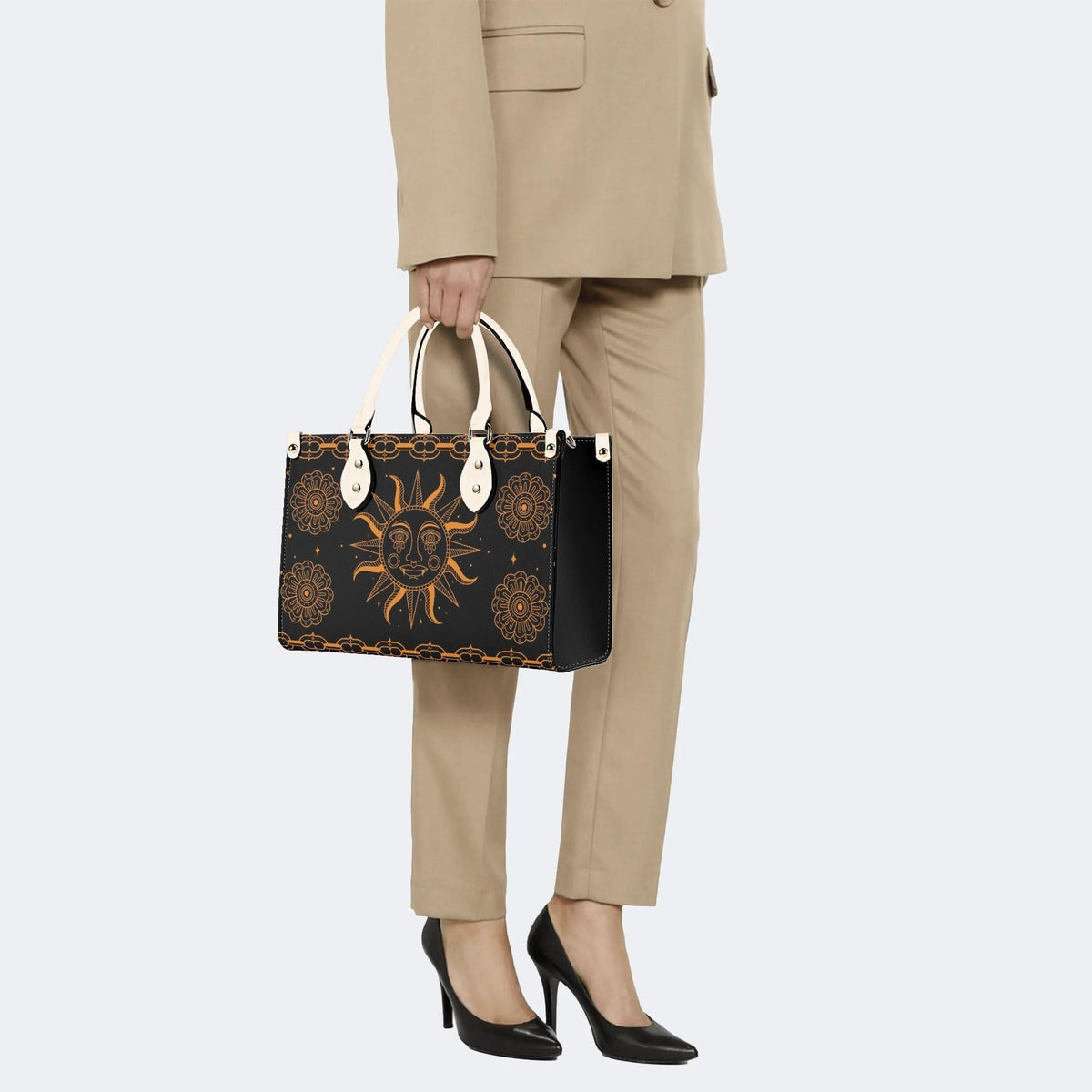 Retro Sun Print - Leather Handbag