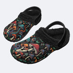 Magical Mushroom Forest Print Fleece-Lined Clogs