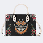 Death Moth Vintage Print - Leather Handbag