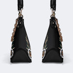 Classic Death Moth Print - Leather Crossbody Bag