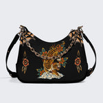 Tiger And White Cloud Print - Leather Crossbody Bag