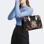 Japanese Style Frog Print - Leather Handbag