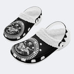 Death Moth Vintage Print - Fur Lined Slippers/Sandals