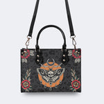 Death Moth Vintage Print - Leather Handbag