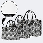 Retro Gothic Black Stripe Lace - Leather Handbag