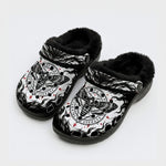 Mist Death Moth Print Fleece-Lined Clogs