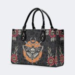 Death Moth Vintage Print - Leather Handbag