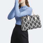 Retro Gothic Black Stripe Lace - Leather Handbag