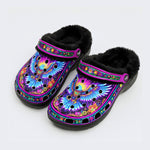 Floral Eagle Print Fleece-Lined Clogs