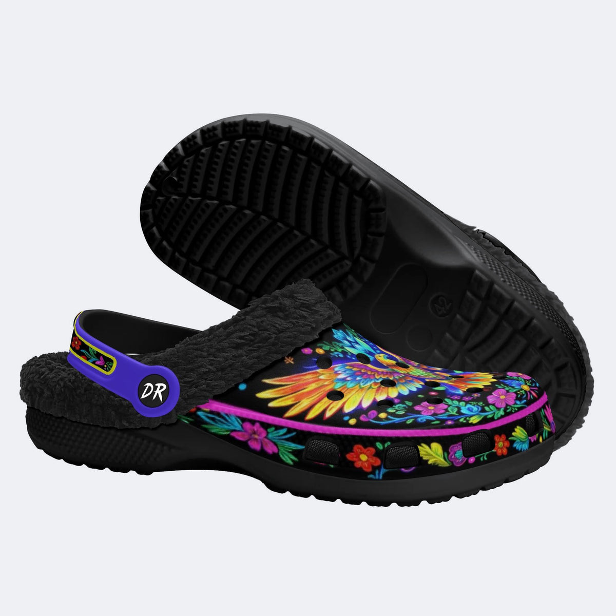 Phantom Night Eagle Print Fleece-Lined Clogs