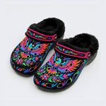 Colorful-Winged Eagle Print Fleece-Lined Clogs