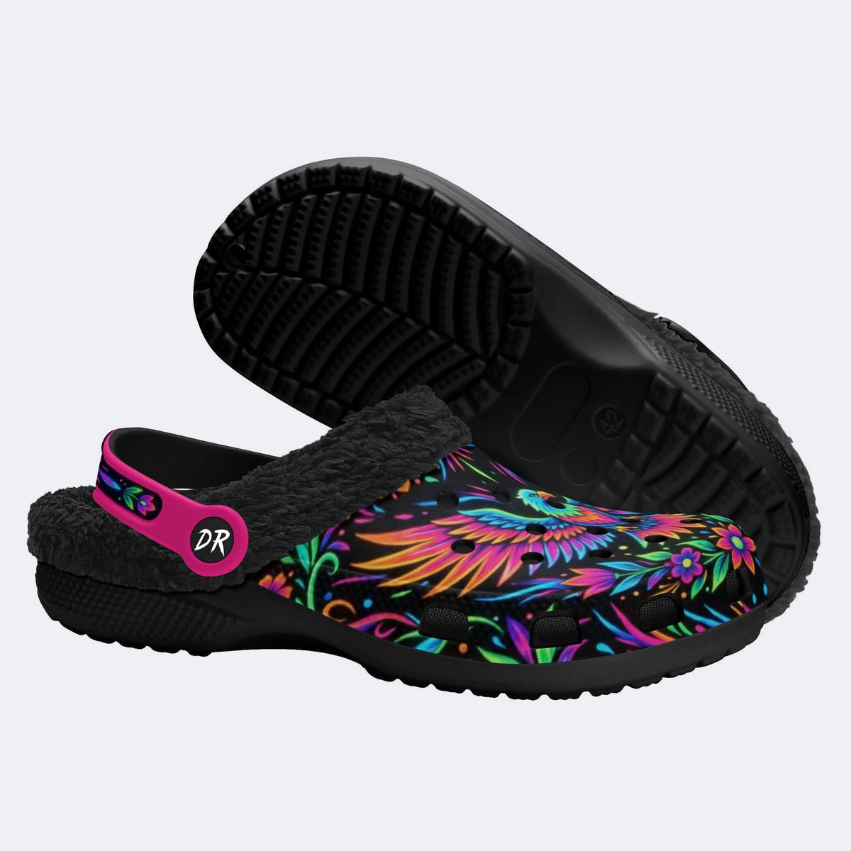 Colorful-Winged Eagle Print Fleece-Lined Clogs