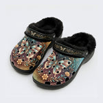 Jewel Butterfly Vintage Wreath Print Fleece-Lined Clogs