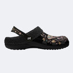 Jewel Moth Mushroom Wreath Print Fleece-Lined Clogs