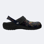 Jewel Moth Vintage Wreath Print Fleece-Lined Clogs