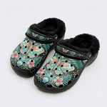 Underwater Fluorescent Moth Shell Wreath Print Fleece-Lined Clogs