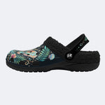 Underwater Fluorescent Moth Shell Wreath Print Fleece-Lined Clogs