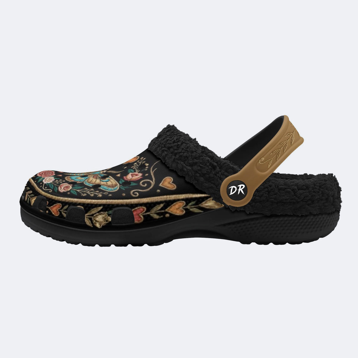 Vintage Moth Rose Print Clogs