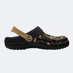 Vintage Moth Rose Print Fleece-Lined Clogs