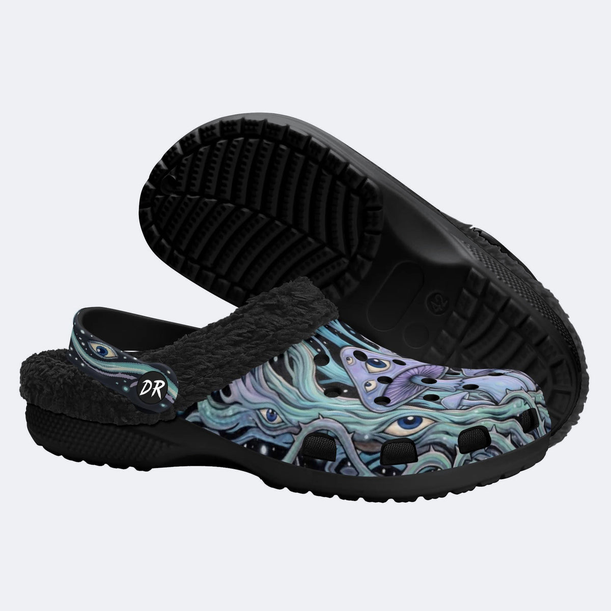 Psychedelic Forest Glowing Mushroom Print Clogs