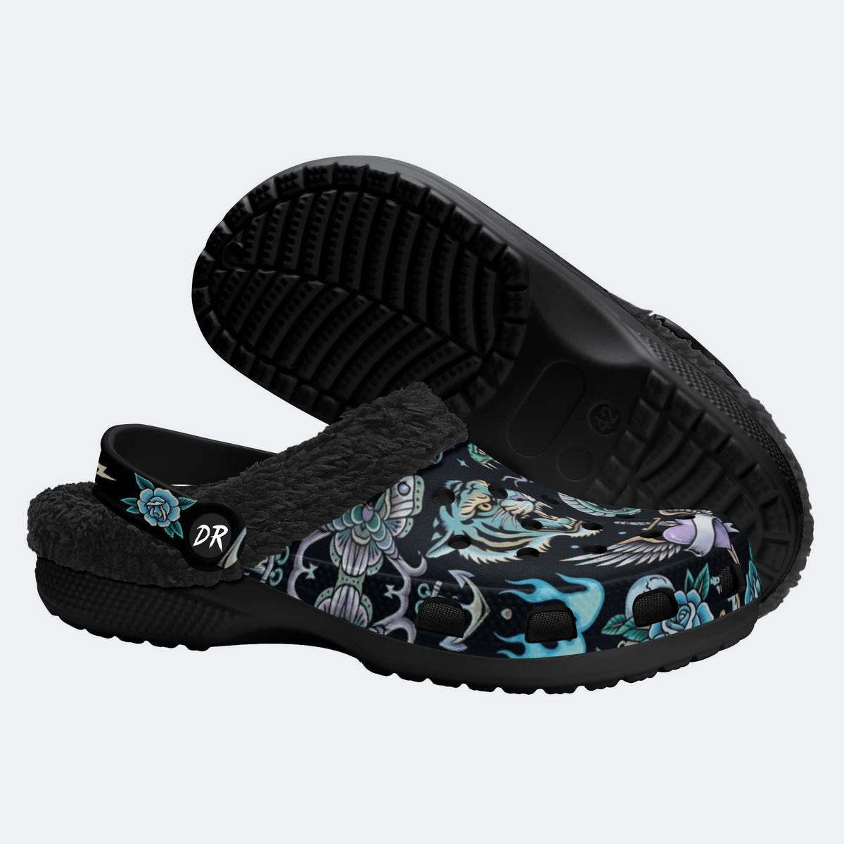 Old School Tattoos Art Print Fleece-Lined Clogs