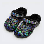 Psychedelic Mushroom Forest Moth Retro Print Clogs