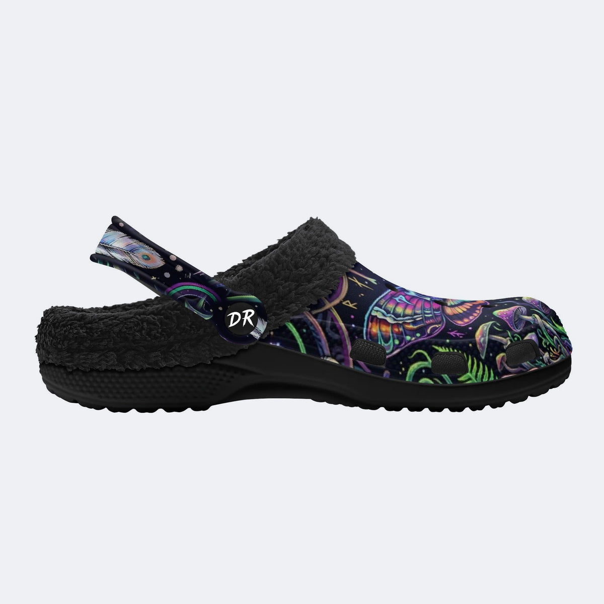 Mushroom Forest Death Moth Print Clogs