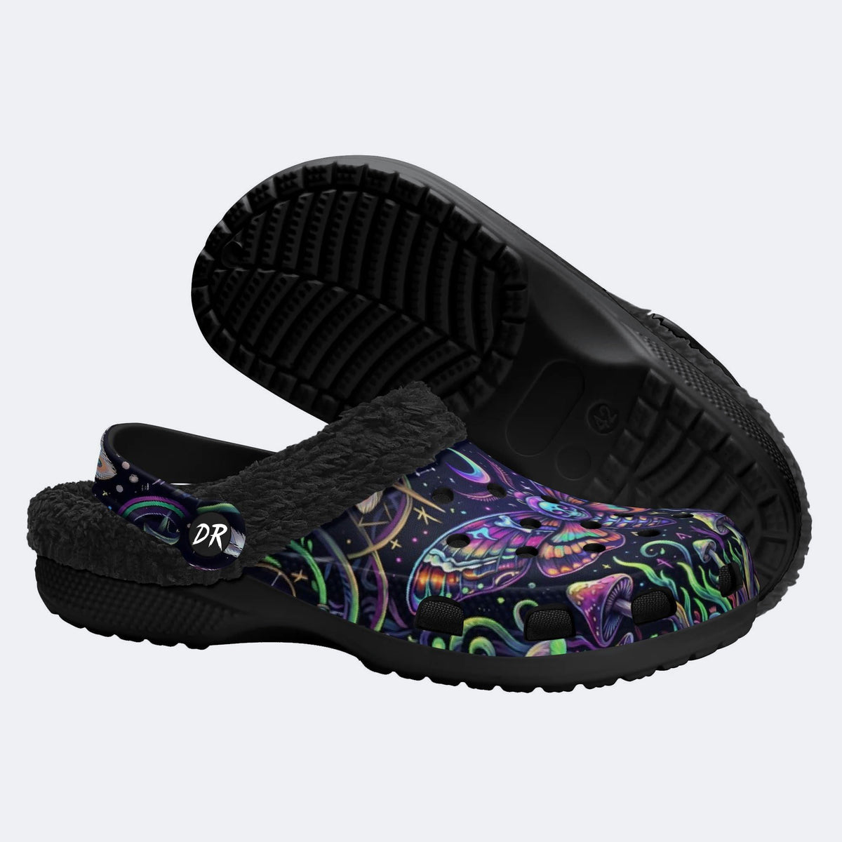Mushroom Forest Death Moth Print Clogs