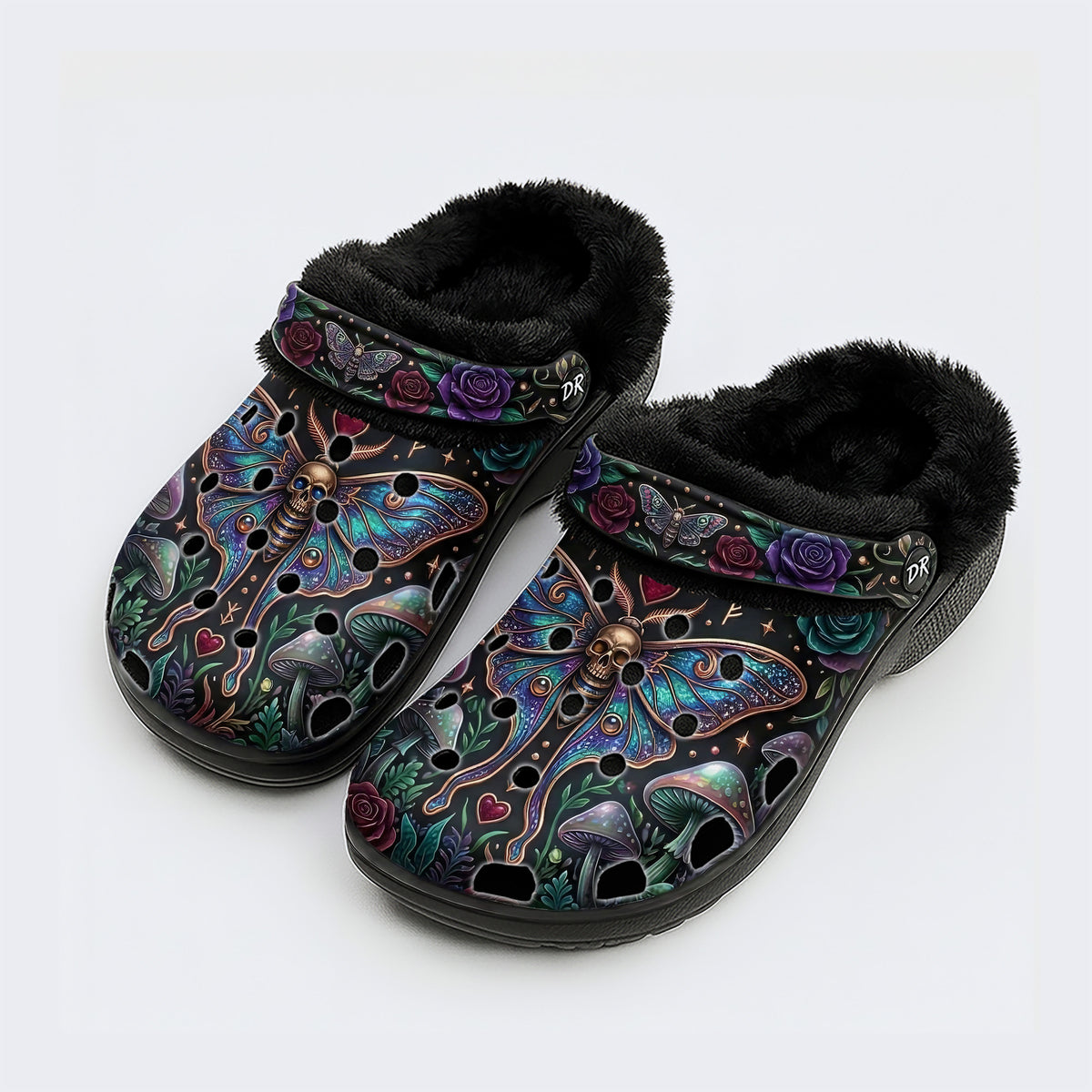 Mystery Moth Print Clogs