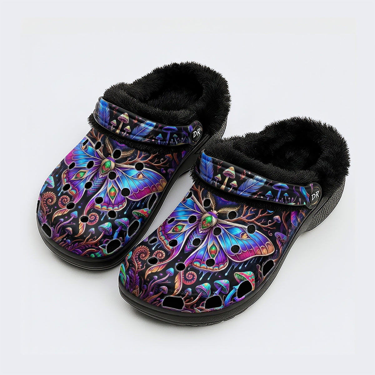 Forest Mystery Moth Print Clogs
