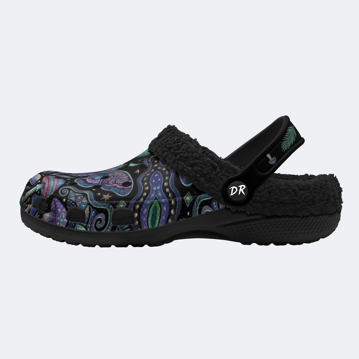 Vintage Mushroom Forest Moth Print Clogs