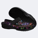 Psychedelic Moth Vintage Wreath Print Fleece-Lined Clogs