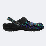 Psychedelic Jeweled Dragonfly Print Fleece-Lined Clogs