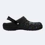 Vintage Dragonfly Print Fleece-Lined Clogs