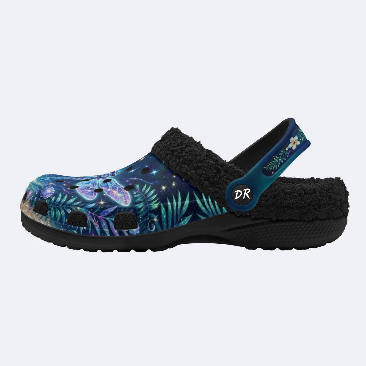 Fantasy Dragonfly Print Fleece-Lined Clogs